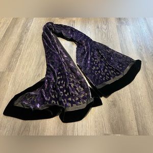 Nordstrom Purple burn out velvet and silk scarf Floral made in Italy